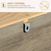 Grey Wood Effect Sideboard with Rubberwood Top Storage Cabinets and Drawers by HOMCOM