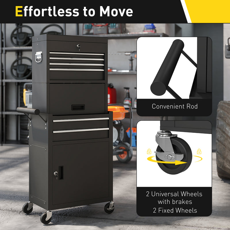 Three Tier Steel Tool Chest with Locking Drawers for Garage or Workshop Use Black