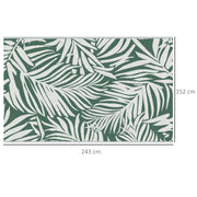 Green Reversible Outdoor RV Rug 1.5 x 2.4m Waterproof Plastic Straw Mat for Garden Camping by Outsunny