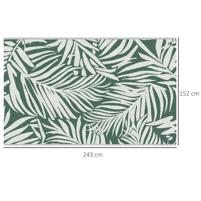 Green Reversible Outdoor RV Rug 1.5 x 2.4m Waterproof Plastic Straw Mat for Garden Camping by Outsunny