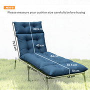 Lounger Cushions Set of 2 for Outdoor Recliners with Tie Fastenings Navy Blue Outsunny