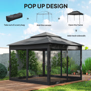 Pop Up Garden Gazebo with Netted Curtains for Shade and Insect Protection Black Outsunny