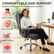Ergonomic Office Chair With Recline and Footrest for All Day Back Support Black Homcom