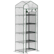 White 193cm Five Shelf Mini Greenhouse for Plants and Seedlings by Outsunny