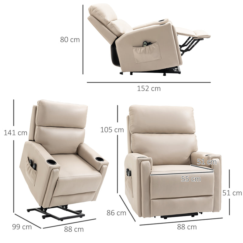 Electric Riser Recliner Chair with Massage and Heat for Comfortable Seating Support Beige