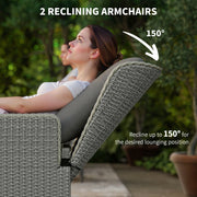 Five Piece Reclining Rattan Garden Chair Set in Charcoal Grey with Cushions by Outsunny
