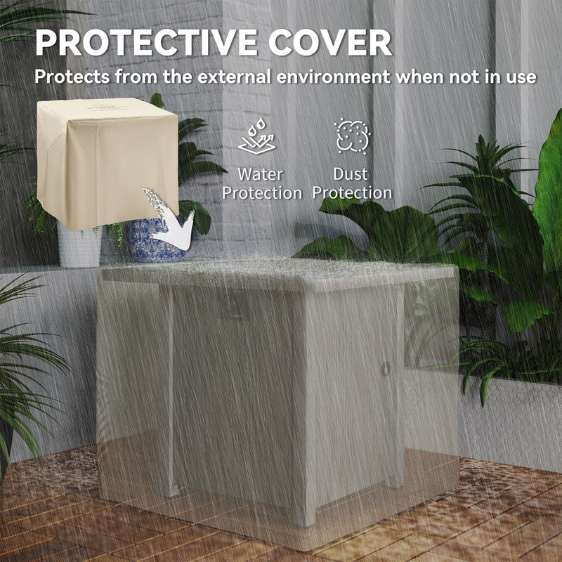 Dark Grey 71cm Gas Fire Pit Table with Glass Screen and Cover 50000 BTU by Outsunny