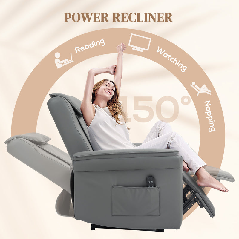 Grey 3D Kneading Massaging Recliner Chair with Headrest and USB Remote by HOMCOM