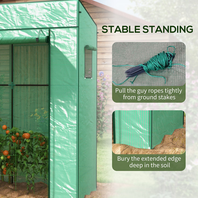 Walk In Greenhouse 77 x 196cm with Shelves For Growing Plants and Seedlings