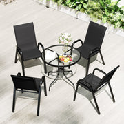 Five Piece Black Steel Patio Set with Glass Top Table by Outsunny