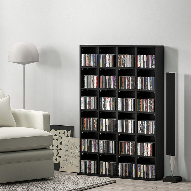 Black CD Storage Unit with Adjustable Shelves 89 x 130.5 cm by HOMCOM