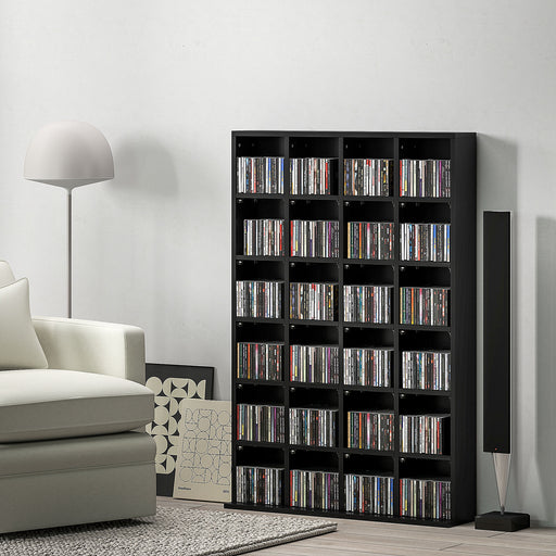 Black CD Storage Unit with Adjustable Shelves 89 x 130.5 cm by HOMCOM