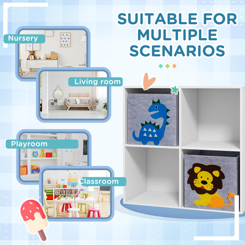 Kids Toy Storage Unit with Two Fabric Drawers Ideal for Organising Bedroom White AOSOM