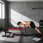 Adjustable Weight Bench with Squat Rack and Dip Station for Home Gym Training Black AOSOM