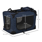 Foldable Soft Pet Carrier With Storage For Small Dogs And Cats Travel Crate, Dark Blue