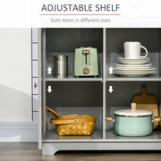 Grey Sideboard with Rubberwood Top and Adjustable Shelves for Kitchen or Dining Room