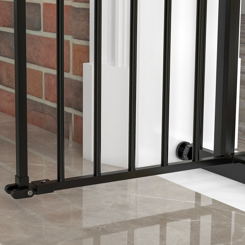 Extra Wide Adjustable Dog Safety Gate for Doorways and Stairs 74 to 94cm Black