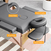 Grey Foldable Massage Table with Beech Wood Legs for Home or Professional Use