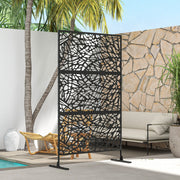 Black Metal Garden Privacy Screen With Twisted Line Design For Outdoor Spaces