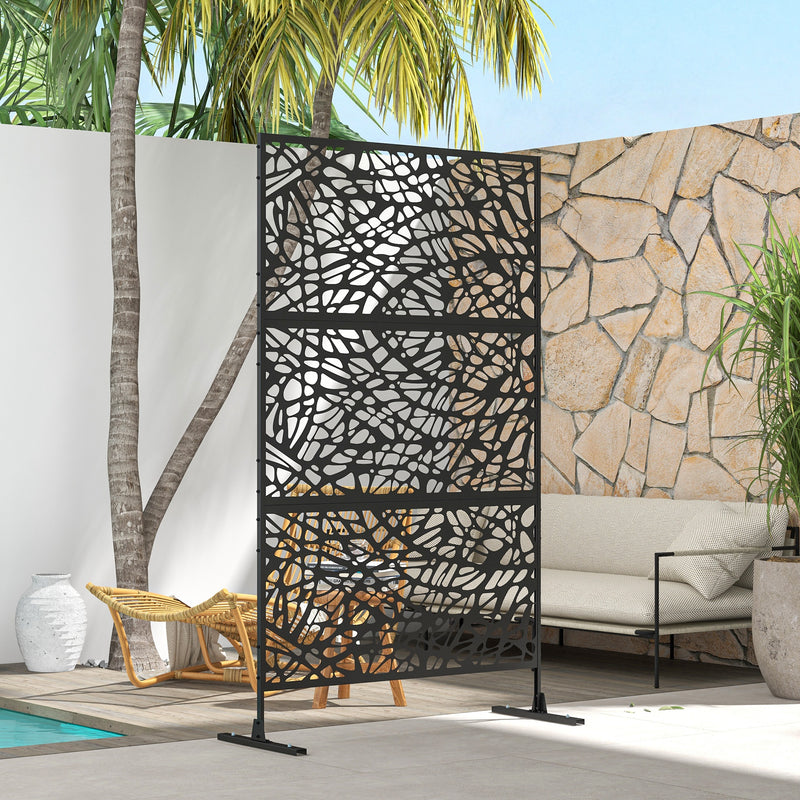 Black Metal Garden Privacy Screen With Twisted Line Design For Outdoor Spaces