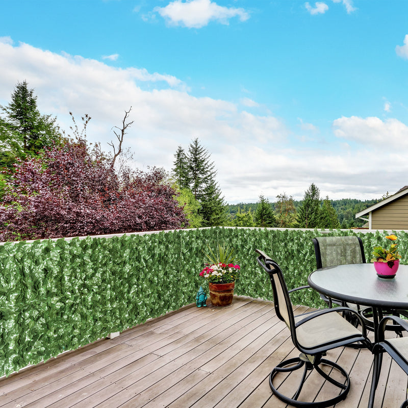 Dark Green 4 Piece Artificial Leaf Hedge Screen For Garden Privacy And Outdoor Decor