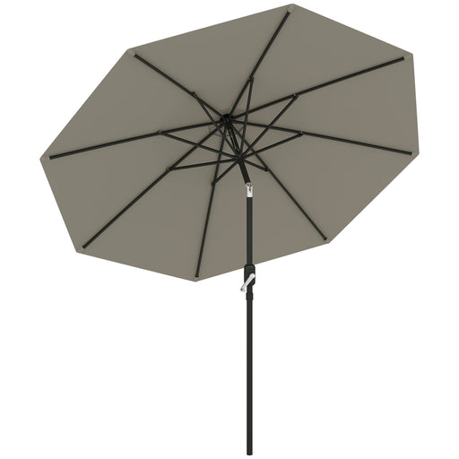 Light Grey 2.7M Garden Parasol Umbrella With Tilt and Crank by Outsunny