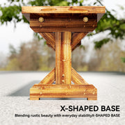 Wood Garden Bench for Two with Backless Design and Weather Resistant Finish Carbonised Outsunny