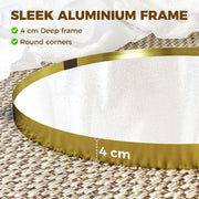 Round Shatterproof Wall Mirror for Hallways and Living Rooms Ready to Hang Gold Tone Homcom