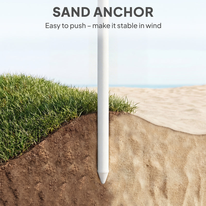 1.8m Beach Parasol with Adjustable Tilt and UPF30 Sun Protection for Beach or Garden Outsunny