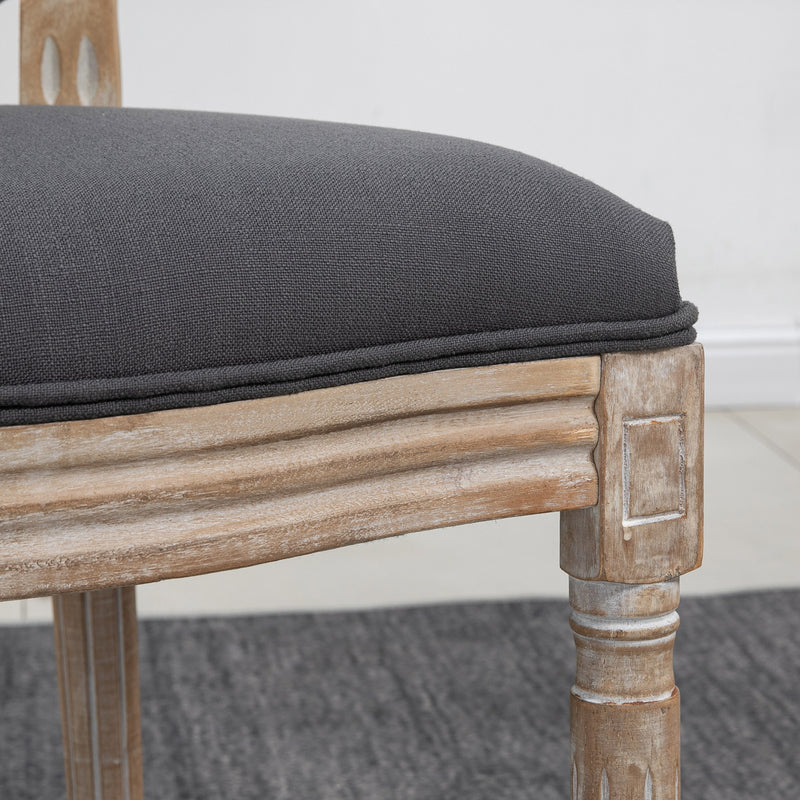 Set of 2 French Style Wooden Dining Chairs with High Backrest for Kitchen or Lounge Grey