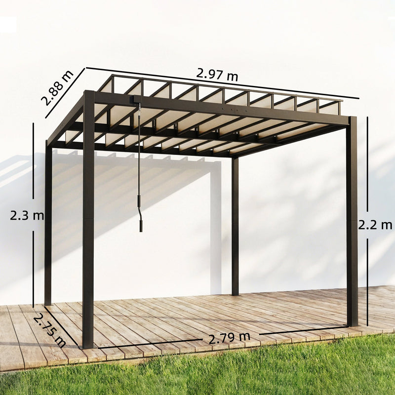 3x3m Aluminium Louvered Pergola for Flexible Garden Shade and Weather Protection, Dark Grey