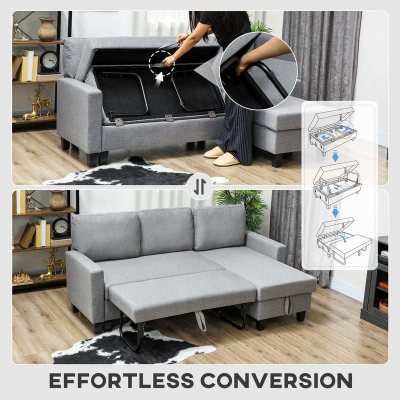 Three Seater Sofa Bed With Hidden Storage Space Ideal For Guest Rooms Grey