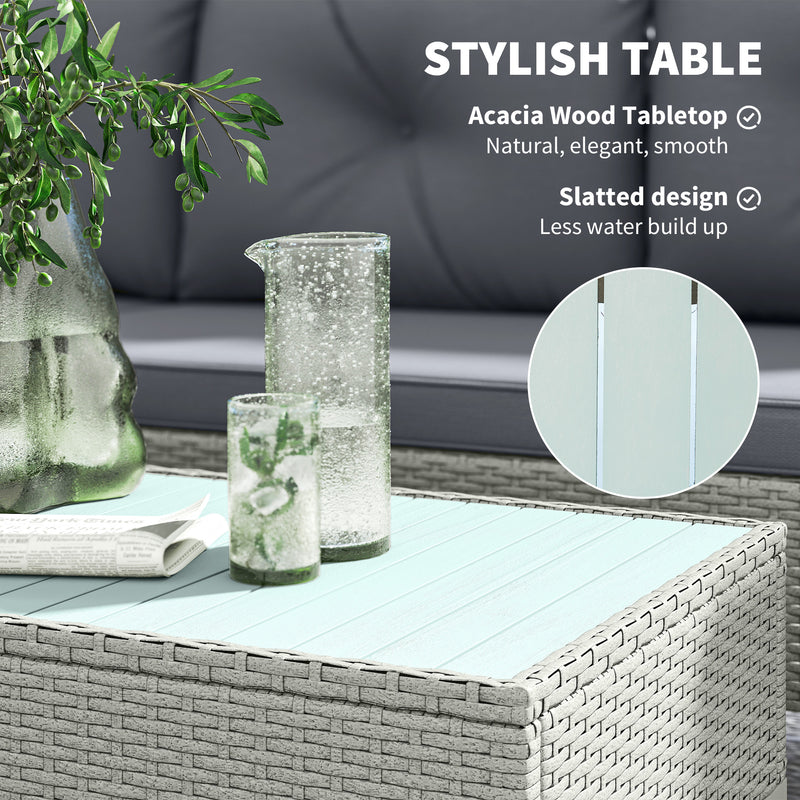 Charcoal Grey Rattan Garden Lounge Set with Cushions and Coffee Table