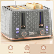 Grey Four Slice Honeycomb Toaster with Adjustable Browning Control by HOMCOM