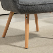 Grey Teddy Fleece Wingback Accent Chair with Padded Seat by HOMCOM