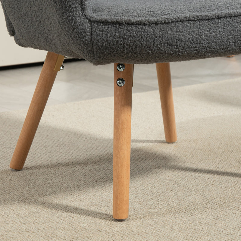 Grey Teddy Fleece Wingback Accent Chair with Padded Seat by HOMCOM