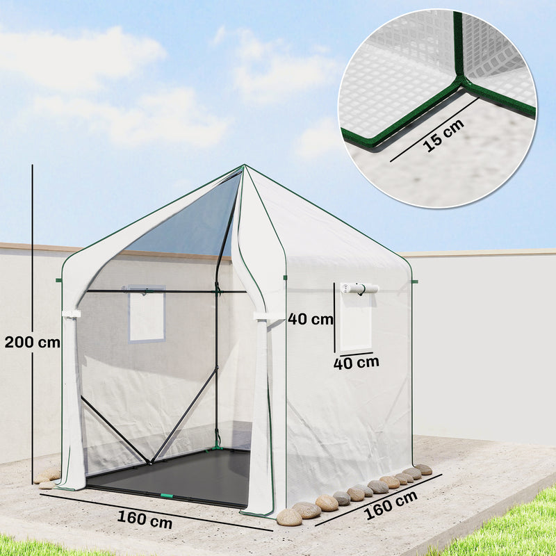 Walk In Greenhouse for Tall Plants and Seedlings with Ventilated Mesh Windows Green Outsunny