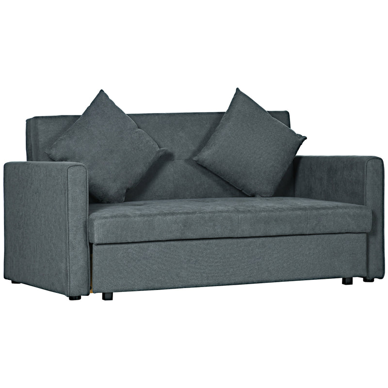 2 Seater Convertible Sofa Bed With Hidden Storage For Living Room Or Guest Room Dark Grey