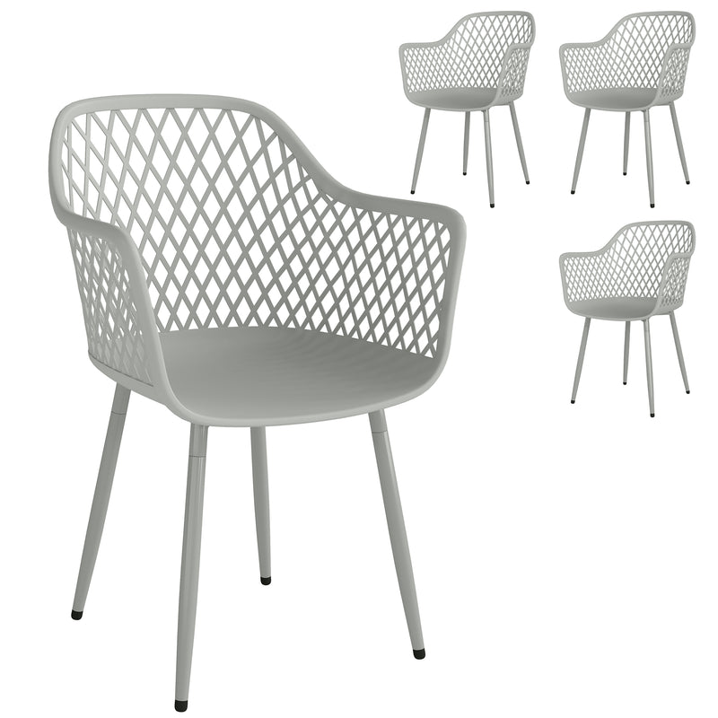 Garden Dining Chairs Set of 4 with Comfortable Support and Easy Care Grey Outsunny