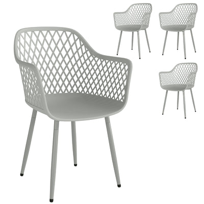 Garden Dining Chairs Set of 4 with Comfortable Support and Easy Care Grey Outsunny