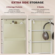 Tall Fabric Chest of 5 Drawers with Wood Frame Ideal for Bedroom Storage Natural Wood