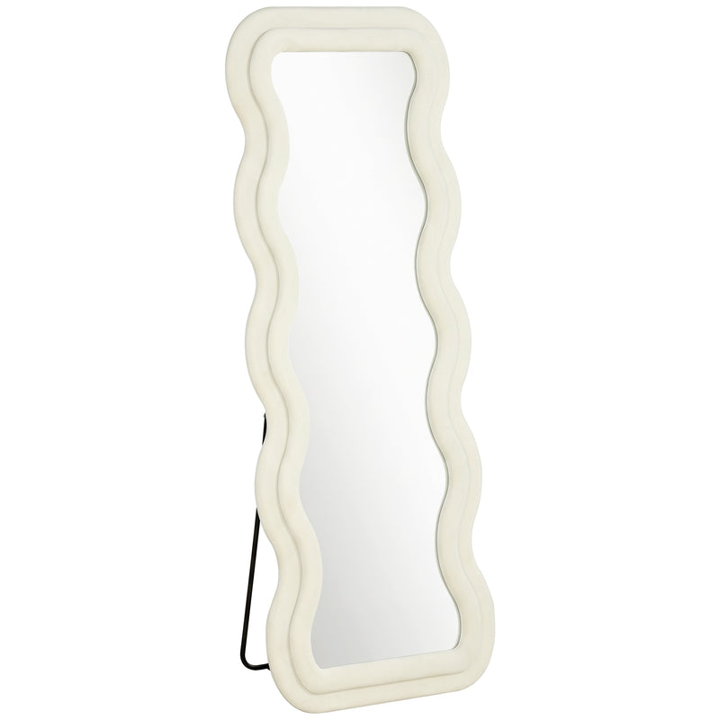 Full Length Mirror for Quick Outfit Checks with Velvet Frame Cream White