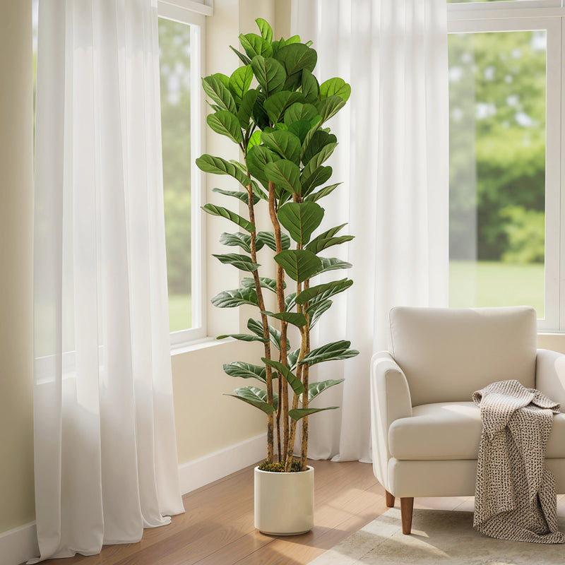 180cm Artificial Fiddle Leaf Fig Tree Decorative Indoor Plant for Home or Office Green