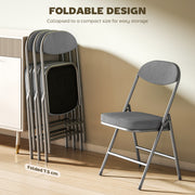Folding Chairs Set of 4 for Extra Comfortable Guest Seating with Padded Corduroy Grey Homcom