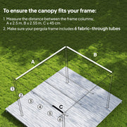 Replacement Canopy for 3x3m Retractable Pergola Frame UV Resistant, Brown