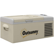 16L Portable Car Fridge with Adjustable Temperature Ideal for Travel and Camping Khaki Grey AOSOM