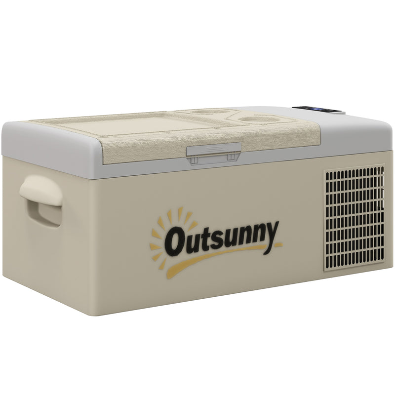 16L Portable Car Fridge with Adjustable Temperature Ideal for Travel and Camping Khaki Grey AOSOM