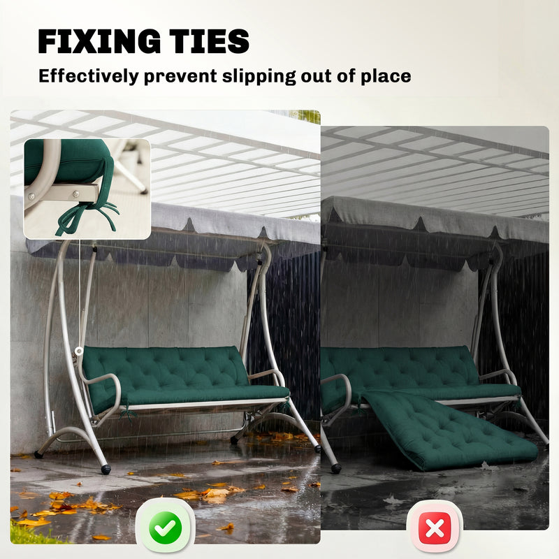 Three Seater Outdoor Bench Cushion for Added Comfort and Easy Care Green AOSOM