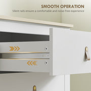 4 Drawer Chest of Drawers with PU Leather Handles and Smooth Metal Runners, White