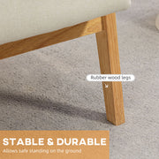 Fabric Armchair with Padded Cushion and Wooden Frame for Living Room Comfort Cream White